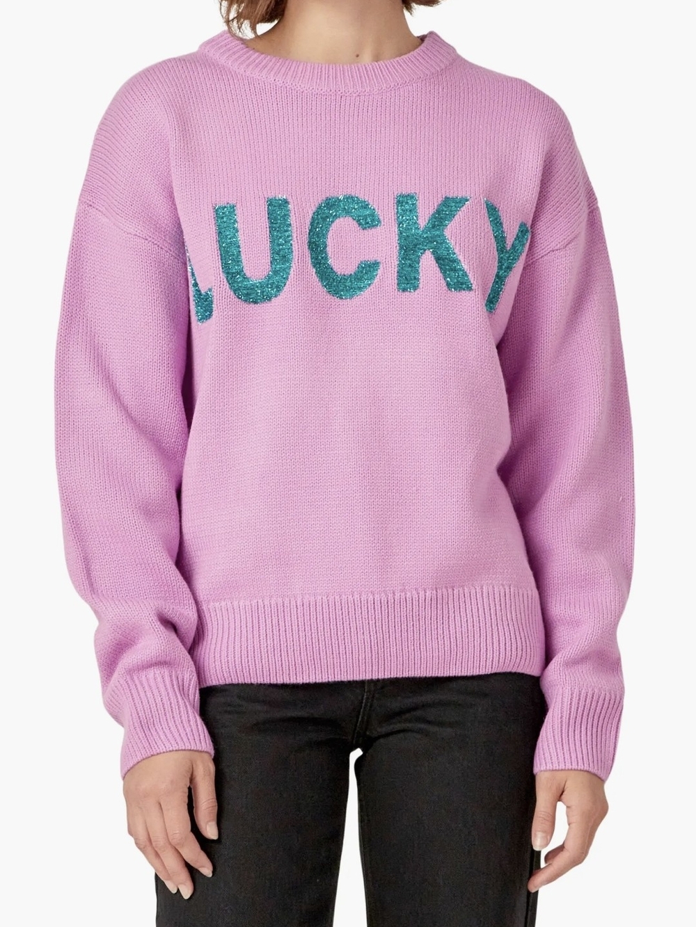 English Factory Statement Pink 'LUCKY' Knit Sweater - Picture 6 of 11